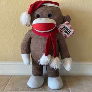 Sock monkey monkey town USA Christmas greeter